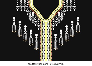 Geometric oriental pattern ethnic traditional flower necklace embroidery designs for women fashion backgrounds, wallpapers, clothes and wraps.