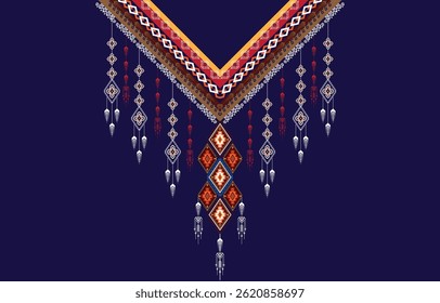 Geometric oriental pattern ethnic traditional flower 
necklace embroidery designs for women fashion backgrounds, 
wallpapers, clothes and wraps.