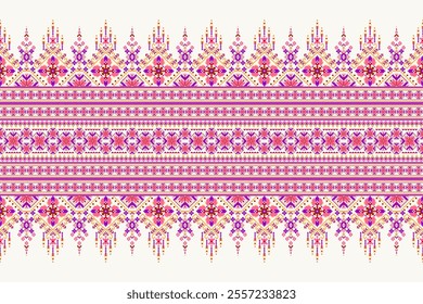 Geometric oriental pattern,geometric floral pattern on white background,vector illustration,floral cross stitch pattern,Aztec style,abstract background.design for texture,fabric,clothing,decoration.