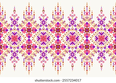 Geometric oriental pattern,geometric floral pattern on white background,vector illustration,floral cross stitch pattern,Aztec style,abstract background.design for texture,fabric,clothing,decoration.