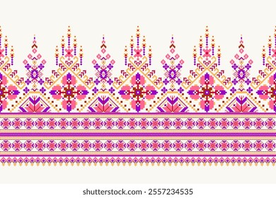 Geometric oriental pattern,geometric floral pattern on white background,vector illustration,floral cross stitch pattern,Aztec style,abstract background.design for texture,fabric,clothing,decoration.