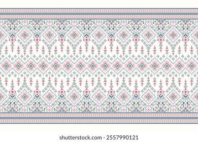 Geometric oriental pattern,geometric floral pattern on white background,vector illustration,floral cross stitch pattern,Aztec style,abstract background.design for texture,fabric,clothing,decoration.