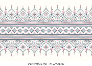 Geometric oriental pattern,geometric floral pattern on white background,vector illustration,floral cross stitch pattern,Aztec style,abstract background.design for texture,fabric,clothing,decoration.