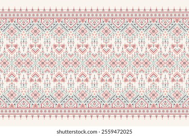 Geometric oriental pattern,geometric floral pattern on white background,vector illustration,floral cross stitch pattern,Aztec style,abstract background.design for texture,fabric,clothing,decoration.