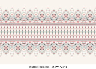 Geometric oriental pattern,geometric floral pattern on white background,vector illustration,floral cross stitch pattern,Aztec style,abstract background.design for texture,fabric,clothing,decoration.