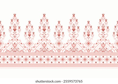 Geometric oriental pattern,geometric floral pattern on white background,vector illustration,floral cross stitch pattern,Aztec style,abstract background.design for texture,fabric,clothing,decoration.