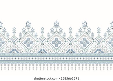 Geometric oriental pattern,geometric floral pattern on white background,vector illustration,floral cross stitch pattern,Aztec style,abstract background.design for texture,fabric,clothing,decoration.