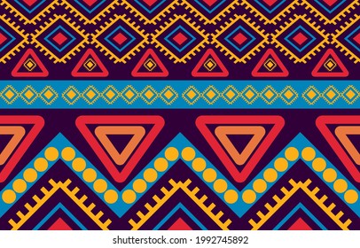 Geometric oriental tribal ethnic pattern traditional background Design for carpet,wallpaper,clothing,wrapping,batik,fabric,Vector illustration embroidery style.