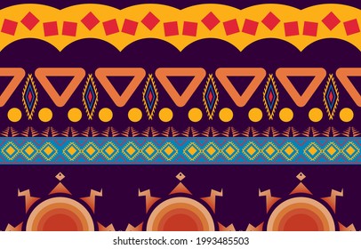 Geometric oriental tribal ethnic pattern traditional background Design for carpet,wallpaper,clothing,wrapping,batik,fabric,Vector illustration embroidery style.