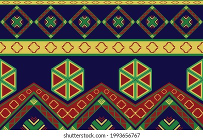 Geometric oriental tribal ethnic pattern traditional background Design for carpet,wallpaper,clothing,wrapping,batik,fabric,Vector illustration embroidery style.