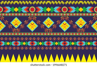 Geometric oriental tribal ethnic pattern traditional background Design for carpet,wallpaper,clothing,wrapping,batik,fabric,Vector illustration embroidery style.