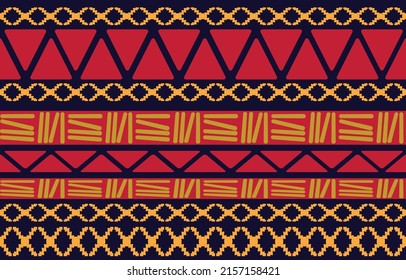 Patrón geométrico oriental tribal étnico tradicional Diseño para alfombra, papel pintado, ropa, envoltura, batik, tela, ilustración vectorial estilo bordado.