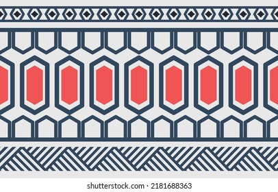 Geometric oriental tribal ethnic pattern traditional background Design for carpet,wallpaper,clothing,wrapping,batik,fabric,Vector illustration embroidery style.