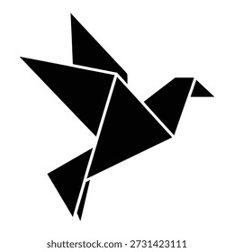 Geometric origami bird in flight with folded paper design minimalistic art icon