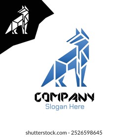 geometric origami fox or wolf illustration logo vector