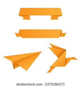 Geometric origami set, vector illustration