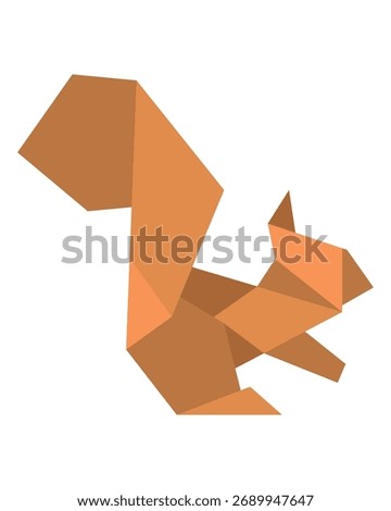 Geometric Origami Squirrel Isolated Vector Illustration. Origami squirrel  illustration featuring sharp angles and a folded paper style.