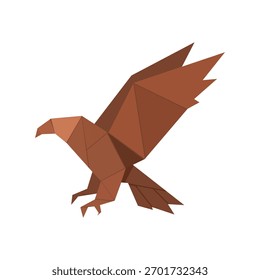 Geometric Origami Style Brown Eagle Illustration