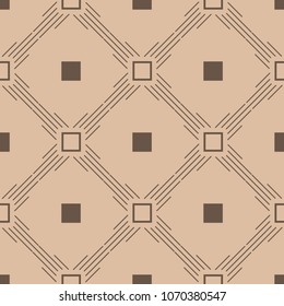 Geometric ornament. Beige and brown seamless pattern for web, textile and wallpapers