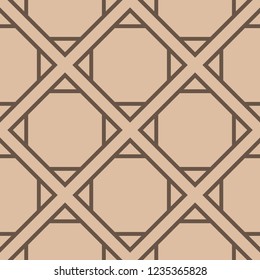 Geometric ornament. Beige and brown seamless pattern for web, textile and wallpapers