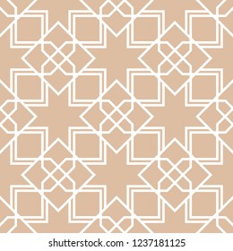 Geometric ornament. Beige and white seamless pattern for web, textile and wallpapers