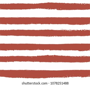 Geometric ornament with careless horizontal lines.Red and white.Abstract composition.Minimalism.Vector image.Design.Pattern for decoration.Decorative stripes.Print fabric.Comfort.