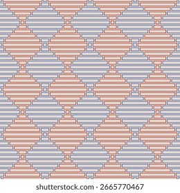 Geometrische Ornament Farbe nahtlose Muster. Einfacher geometrischer Hintergrund. Gestreifte Rauten. Volksmotiv. Stilvolle Textur. Breites Streifenmuster. Rote und blaue Streifen.