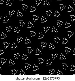 Geometric ornament. Curves, triangles backdrop. Geometrical wallpaper. Ethnic motif. Digital paper, textile print, web design, abstract background. Seamless pattern. Vector.