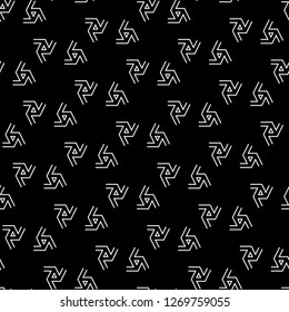 Geometric ornament. Curves, triangles backdrop. Geometrical wallpaper. Ethnic motif. Digital paper, textile print, web design, abstract background. Seamless pattern. Vector.