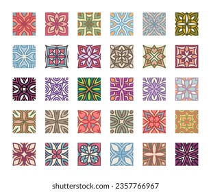 Geometric Ornament Decorative Elements Vector Collection. Oriental floral ornament.