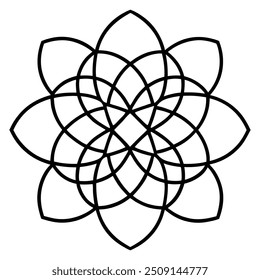 A geometric ornament design with interlocking squares and circles creates a balanced pattern.