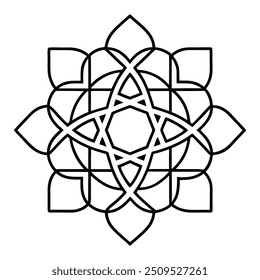 A geometric ornament design with interlocking squares and circles creates a balanced pattern.