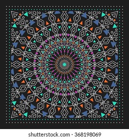 Geometric ornament, design modern card. Vector mystery dark pattern. Modern stylish texture. Contemporary graphic design.