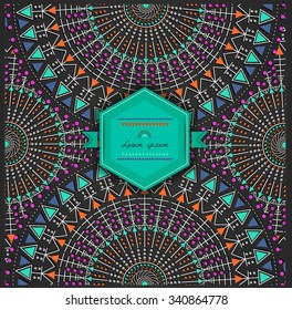 Geometric ornament, design modern round card. Vector mystery dark pattern. Modern stylish texture. Contemporary graphic design. Wedding, birthday card template.