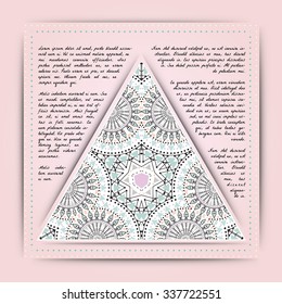 Geometric ornament, design modern triangle card. Vector mystery dark pattern. Modern stylish texture. Contemporary graphic design.