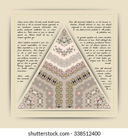 Geometric ornament, design modern triangle card. Vector mystery dark pattern. Modern stylish texture. Contemporary graphic design.