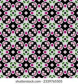 Geometric ornament in ethnic style.Abstract seamless pattern with squares,floral shapes, repeat tiles.Repeat design for fashion, textile design,  on wall paper, wrapping paper, fabrics and home decor.