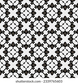 Geometric ornament in ethnic style.Abstract seamless pattern with squares,floral shapes, repeat tiles.Repeat design for fashion, textile design,  on wall paper, wrapping paper, fabrics and home decor.