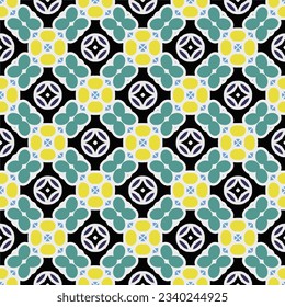 Geometric ornament in ethnic style.Abstract seamless pattern with squares,floral shapes, repeat tiles.Repeat design for fashion, textile design,  on wall paper, wrapping paper, fabrics and home decor.