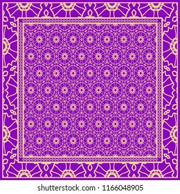 Geometric ornament with frame, border. Art-deco background. Bandanna, shawl, scarf, tablecloth design