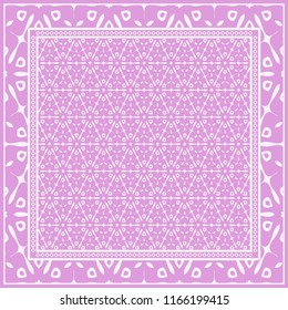 Geometric ornament with frame, border. Art-deco background. Bandanna, shawl, scarf, tablecloth design