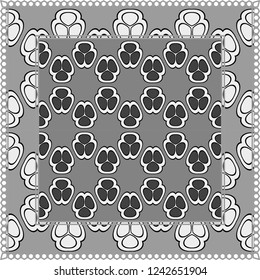 Geometric ornament with frame, border. Art-deco background. Bandanna, shawl, scarf, tablecloth design.