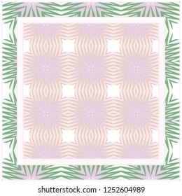 Geometric Ornament With Frame, Border. Art-Deco Background. Bandanna, Shawl, Scarf, Tablecloth Design.