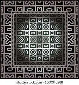 Geometric Ornament With Frame, Border. Art-Deco Background. Bandanna, Shawl, Scarf, Tablecloth Design.