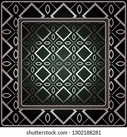 Geometric Ornament With Frame, Border. Art-Deco Background. Bandanna, Shawl, Scarf, Tablecloth Design.