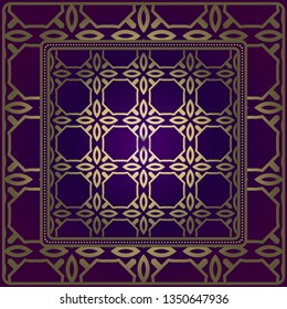 Geometric Ornament With Frame, Border. Art-Deco Background. Bandanna, Shawl, Scarf, Tablecloth Design.
