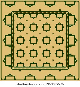 Geometric Ornament With Frame, Border. Art-Deco Background. Bandanna, Shawl, Scarf, Tablecloth Design.