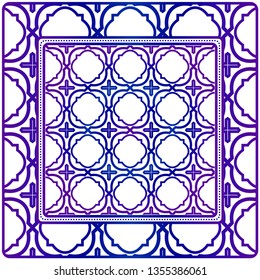 Geometric Ornament With Frame, Border. Art-Deco Background. Bandanna, Shawl, Scarf, Tablecloth Design.