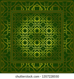 Geometric Ornament With Frame, Border. Art-Deco Background. Bandanna, Shawl, Scarf, Tablecloth Design.