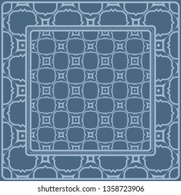 Geometric Ornament With Frame, Border. Art-Deco Background. Bandanna, Shawl, Scarf, Tablecloth Design.